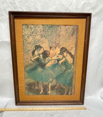 Framed Lithograph of Ballerinas, unsigned