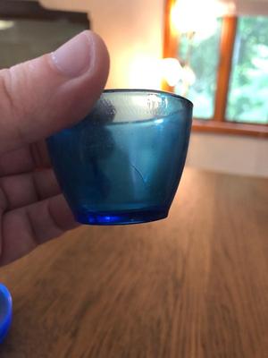 Vintage Akro Agate Cobalt Blue Glass Play-Time Tea Set