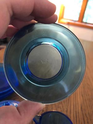 Vintage Akro Agate Cobalt Blue Glass Play-Time Tea Set