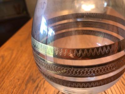 Gilt Trim Decanter and Sherry Glasses Set