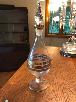 Gilt Trim Decanter and Sherry Glasses Set