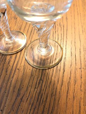 Gilt Trim Decanter and Sherry Glasses Set