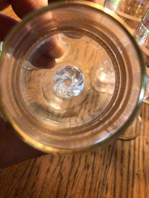 Gilt Trim Decanter and Sherry Glasses Set