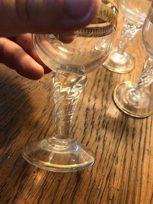 Gilt Trim Decanter and Sherry Glasses Set