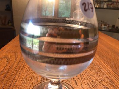 Gilt Trim Decanter and Sherry Glasses Set