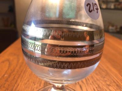 Gilt Trim Decanter and Sherry Glasses Set