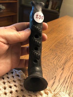 Vintage Black Clay Oaxacan Pottery Flutes