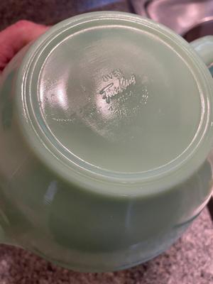 Fire King Jadeite Mixing Bowl with Spout and Handle