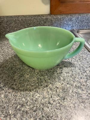 Fire King Jadeite Mixing Bowl with Spout and Handle