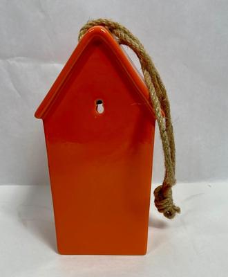 Orange Ceramic Birdhouse