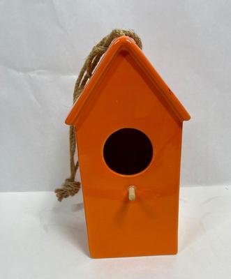 Orange Ceramic Birdhouse