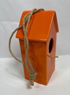 Orange Ceramic Birdhouse