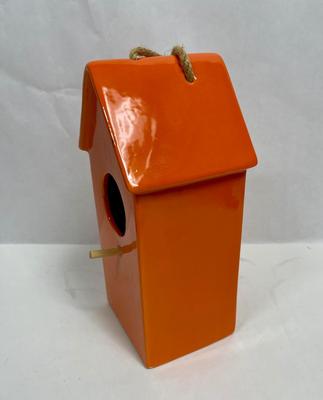 Orange Ceramic Birdhouse