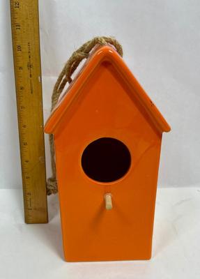 Orange Ceramic Birdhouse