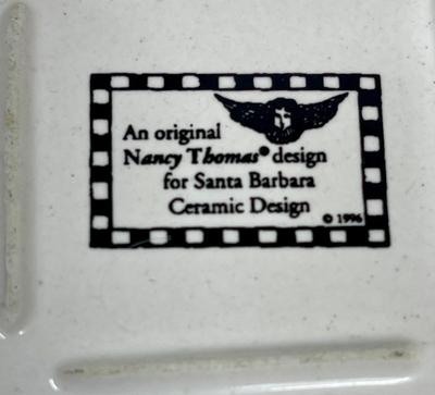 Christmas Platter, Square "Celebrate" Nancy Thomas design for Santa Barbara Ceramic Design 1996