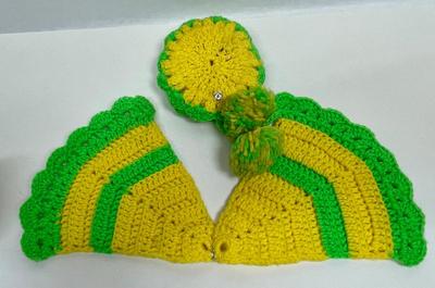 Vintage Doll Face Pot Holder Crochet Yellow and Lime Green