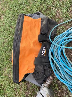 Big RIGID Tool Bag, Black and Decker Hammer Drill, and JigSaw Long Ext Cord *See Description*