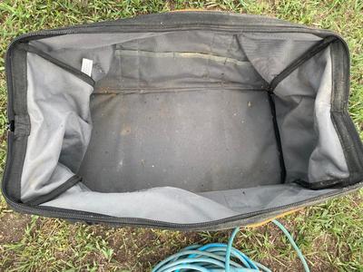 Big RIGID Tool Bag, Black and Decker Hammer Drill, and JigSaw Long Ext Cord *See Description*