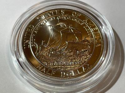 1992-D Choice BU Condition Columbus Commemorative Half Dollar in Original Mint Cylinder.