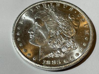1883-CC MS64/65 PROOF-LIKE (UNCERTIFIED) MORGAN SILVER DOLLAR VERY NICE PROBLEM FREE COIN.
