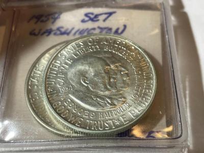 WASHINGTON/CARVER 1954-P/D/S 3-COIN SET IN UNCIRCULATED CONDITION COMMEMORATIVE HALF DOLLARS AS PICTURED.