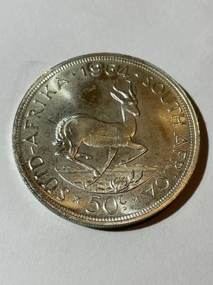 South Africa 1964 Choice BU Proof-Like 50-Cents Silver Crown KM-62 as Pictured.