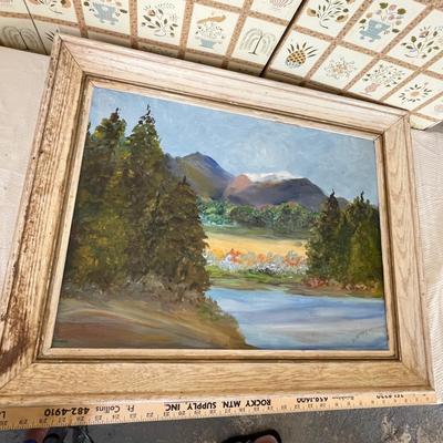 Mountain scene oil painting