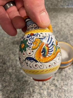 "Deruta Santucci” Hand Painted Oil and Vinegar Set