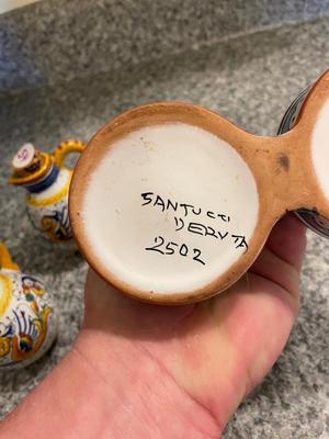 "Deruta Santucci” Hand Painted Oil and Vinegar Set