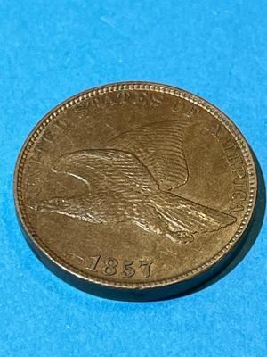 1857 AU58/UNCIRCULATED CONDITION FLYING EAGLE CENT TYPE COIN.