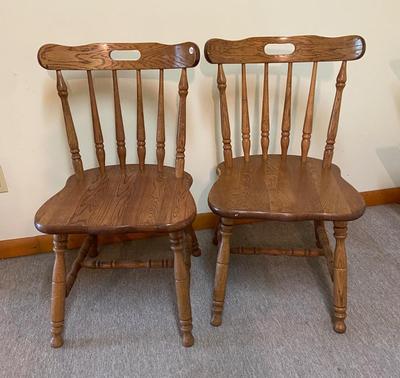 Vintage Oak Spindle Back Wooden Chairs