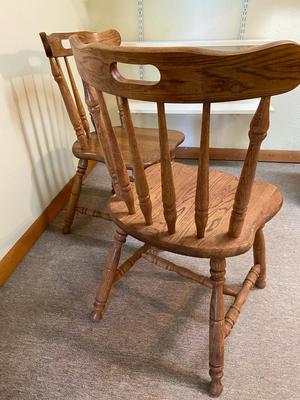 Vintage Oak Spindle Back Wooden Chairs