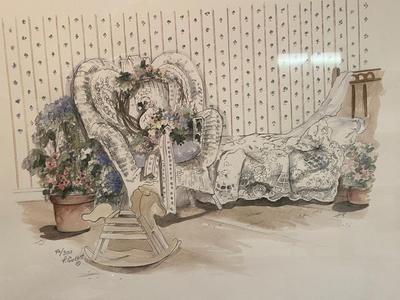 Matted Watercolor Print “Nursery”, Signed and Numbered