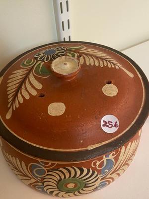 Vintage Red Clay Mexican Pottery Pot with Lid