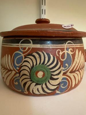 Vintage Red Clay Mexican Pottery Pot with Lid