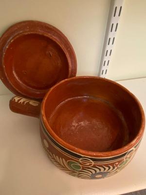 Vintage Red Clay Mexican Pottery Pot with Lid