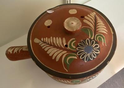 Vintage Red Clay Mexican Pottery Pot with Lid