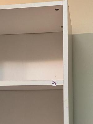 White Five Shelf Particleboard Bookcase | LOT THREE