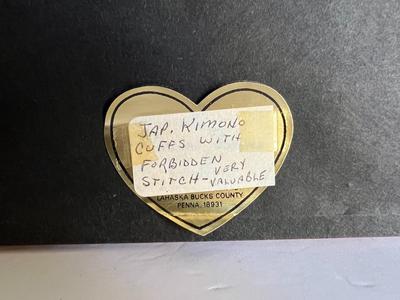 Antique Scarce Japanese FORBIDDEN STITCH Framed Kimono Cuffs Framed 9.5" x 20" in Good Preowned Condition.