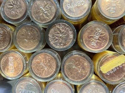 (10-Rolls) 1963 Canada Choice Uncirculated Red Queen Elizabeth II Canadian Cents Fresh Lot Preowned from an Estate.