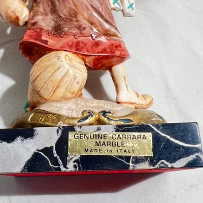 Vtg Italian Depose Genuine CARRARA Marble Serving Girl Figurine Statue Simonelli