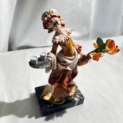 Vtg Italian Depose Genuine CARRARA Marble Serving Girl Figurine Statue Simonelli