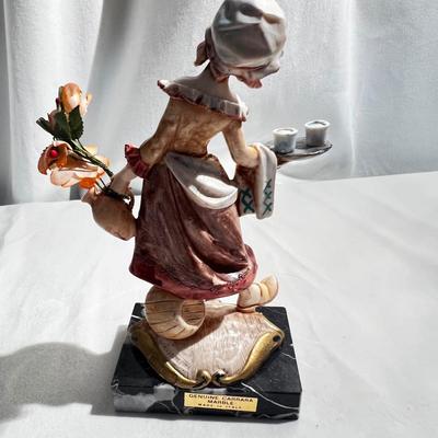Vtg Italian Depose Genuine CARRARA Marble Serving Girl Figurine Statue Simonelli