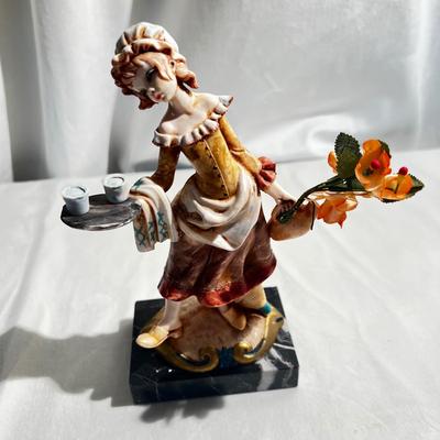 Vtg Italian Depose Genuine CARRARA Marble Serving Girl Figurine Statue Simonelli