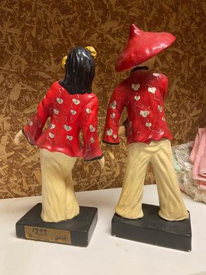 Vintage Rock O’Stone Handpainted Asian Ceramic Figurines