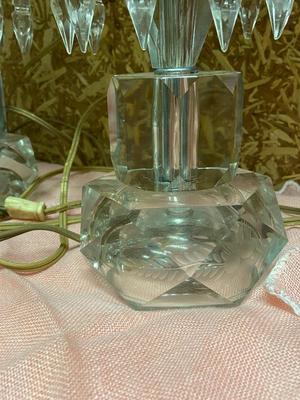 Mid Century Crystal Lamps, Pair