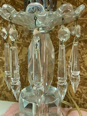 Mid Century Crystal Lamps, Pair