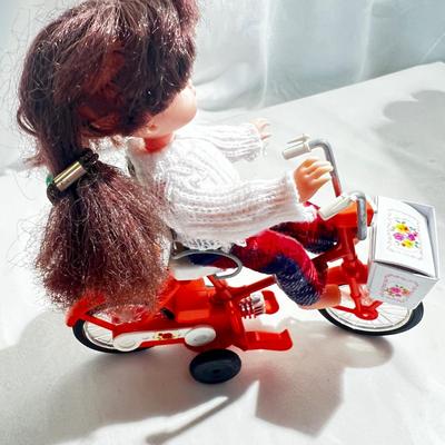 Vintage 1973 Cycling Cheri Yukko-Chan Doll w/bicycle. Tomy Takara