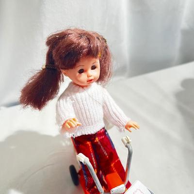 Vintage 1973 Cycling Cheri Yukko-Chan Doll w/bicycle. Tomy Takara