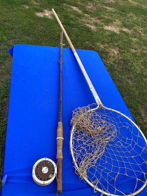 Fly Fishing Reel and Old Net, Needs Repair